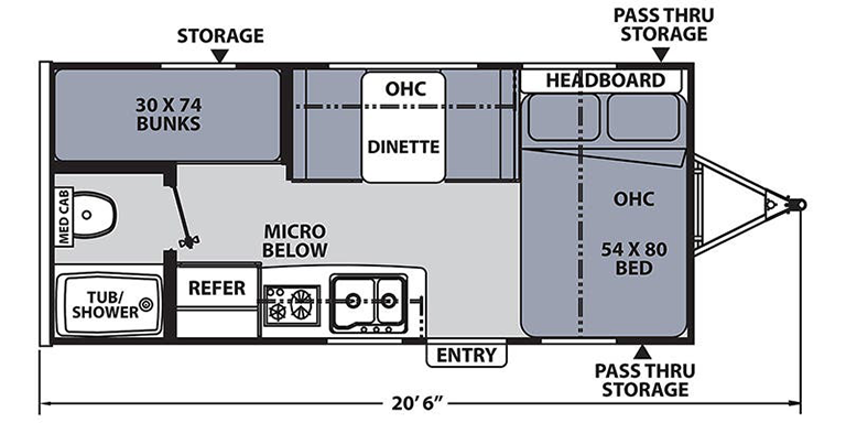 Image of floorplan for 2020 APEX NANO 185BH by COACHMEN