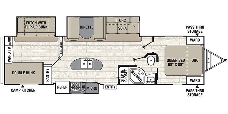 Image of floorplan for 2018 FREEDOM EXPRESS 38BHDS by COACHMEN